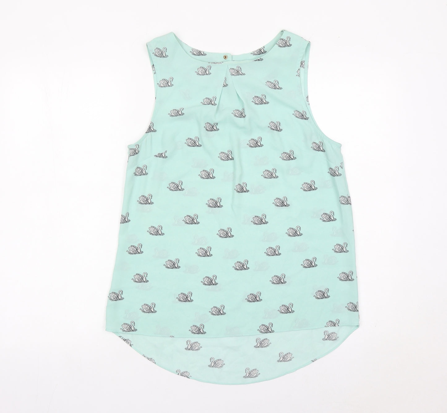 Oasis Womens Blue Swan Print Sleeveless Tank Top Size 12