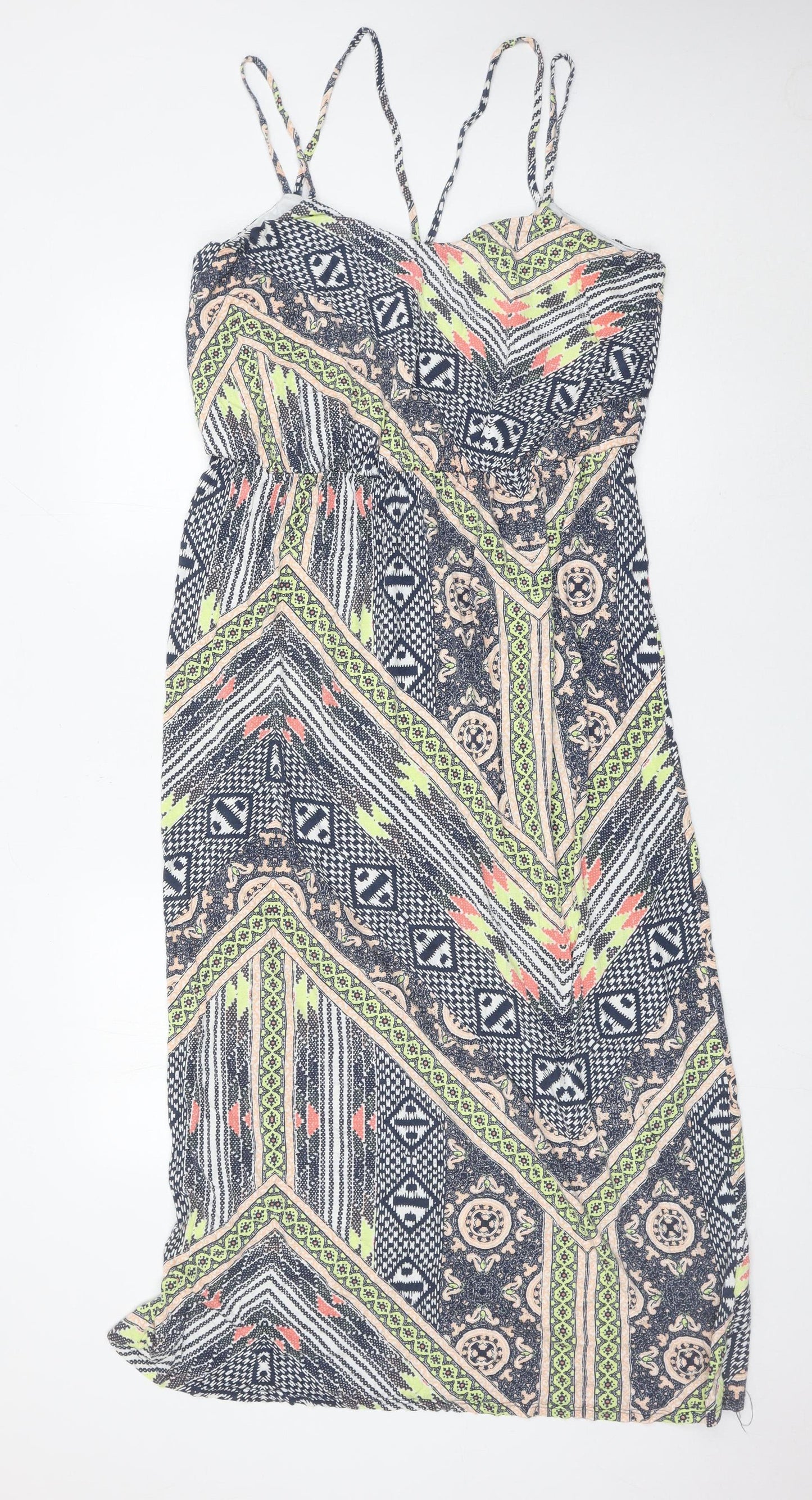 Warehouse Women’s Multicoloured Geometric Midi Maxi Dress Size 18