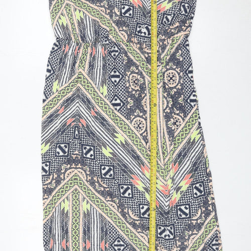 Warehouse Women’s Multicoloured Geometric Midi Maxi Dress Size 18