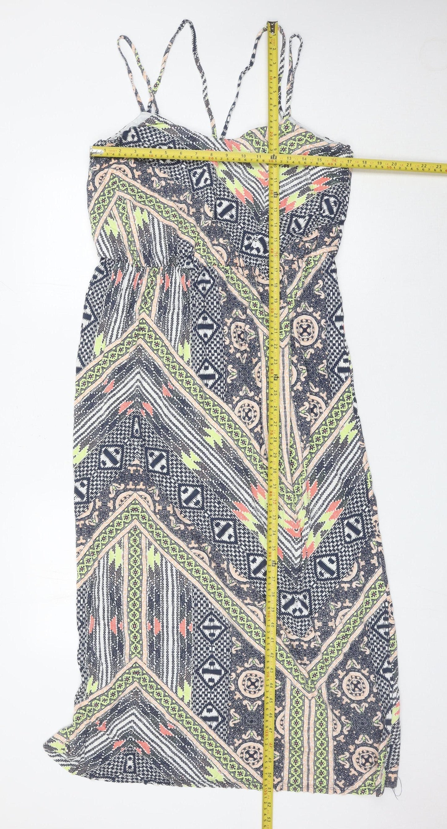 Warehouse Women’s Multicoloured Geometric Midi Maxi Dress Size 18