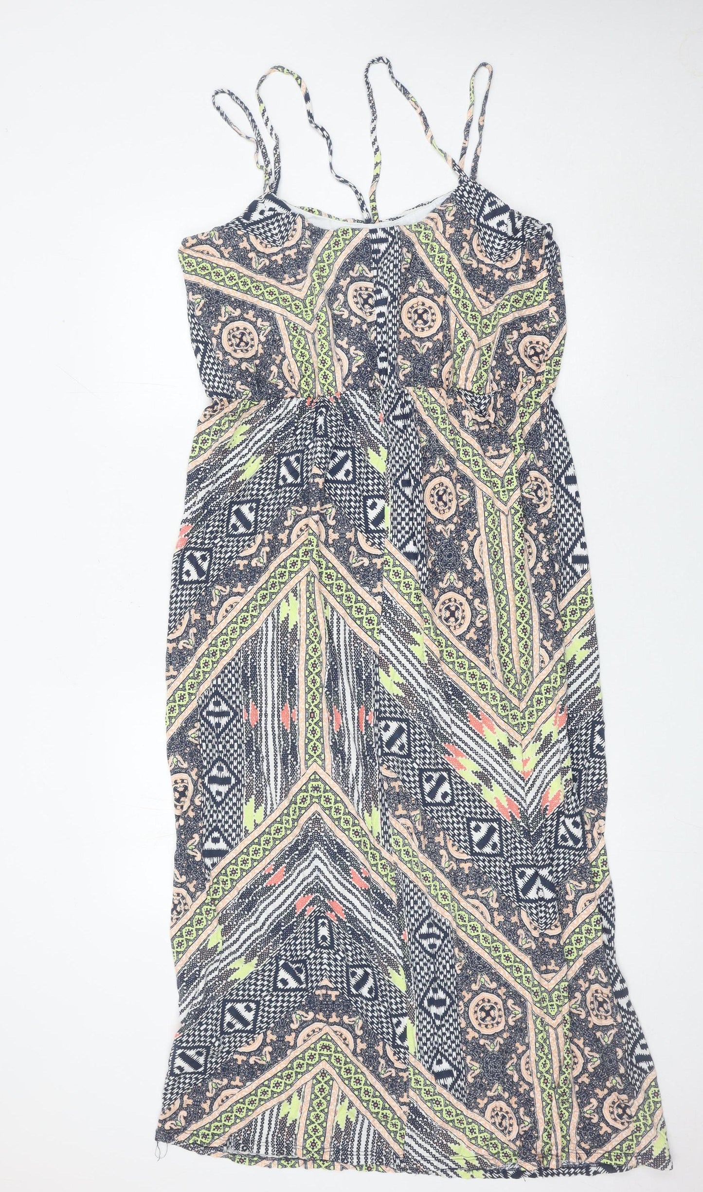Warehouse Women’s Multicoloured Geometric Midi Maxi Dress Size 18