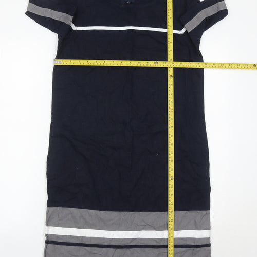 Next Womens Blue Shift Dress Size 8 Linen Viscose Short Sleeve