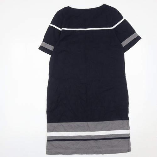 Next Womens Blue Shift Dress Size 8 Linen Viscose Short Sleeve