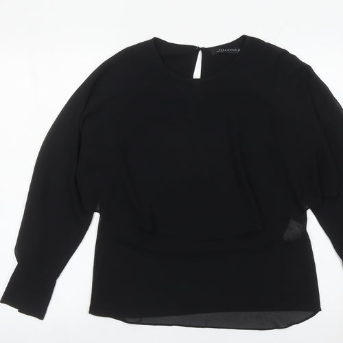Zara Women Black Blouse Size S Long Sleeve Tunic Style