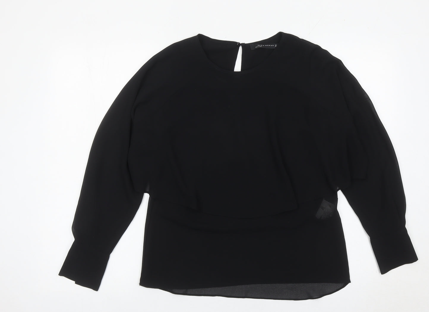 Zara Women Black Blouse Size S Long Sleeve Tunic Style