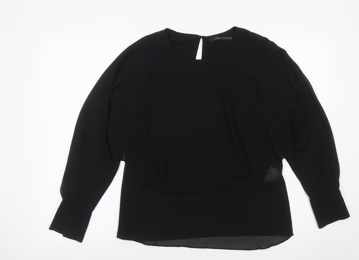 Zara Women Black Blouse Size S Long Sleeve Tunic Style
