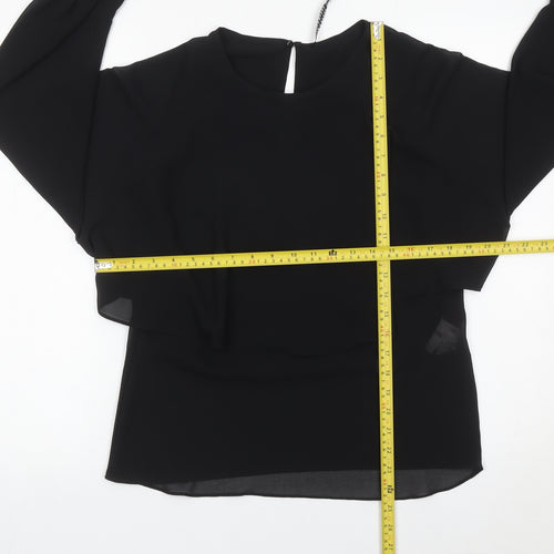 Zara Women Black Blouse Size S Long Sleeve Tunic Style