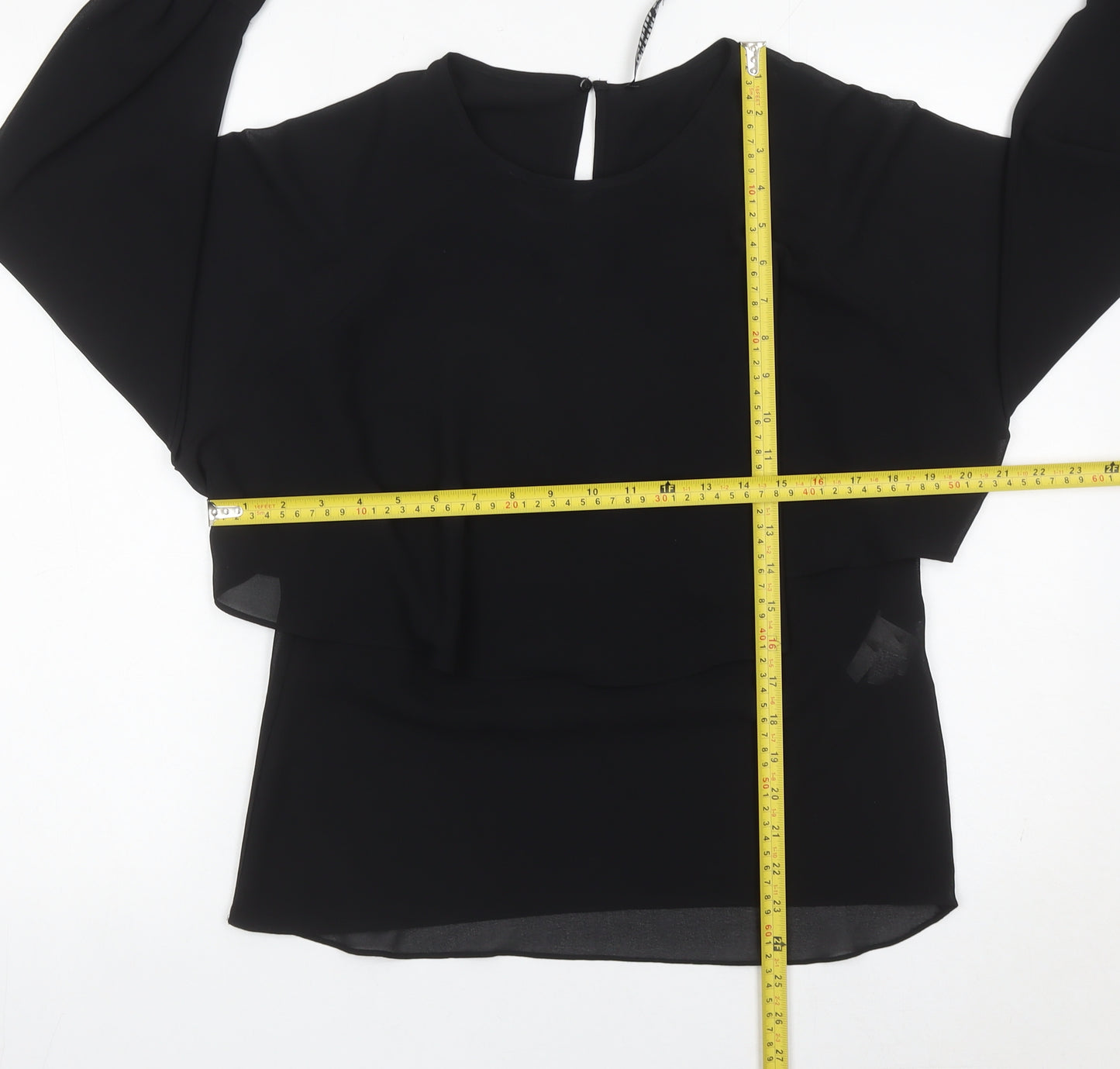 Zara Women Black Blouse Size S Long Sleeve Tunic Style