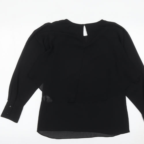 Zara Women Black Blouse Size S Long Sleeve Tunic Style