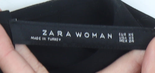 Zara Women Black Blouse Size S Long Sleeve Tunic Style