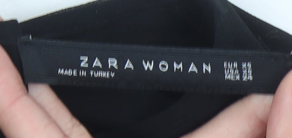 Zara Women Black Blouse Size S Long Sleeve Tunic Style