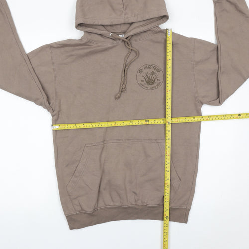 Just Hoods Unisex Brown Pullover Hoodie Small Logo Graphic Casual