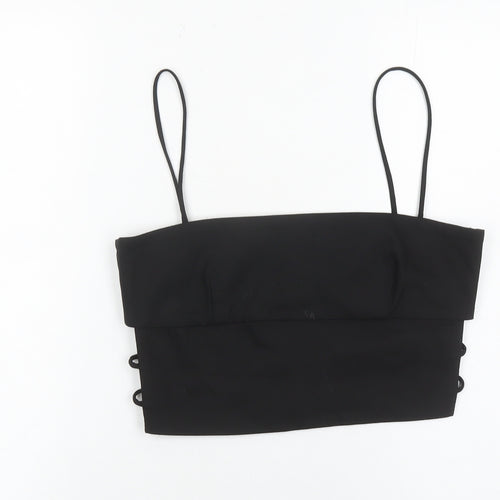 Zara Women Black Size 12 Camisole Spaghetti Strap Crop Top