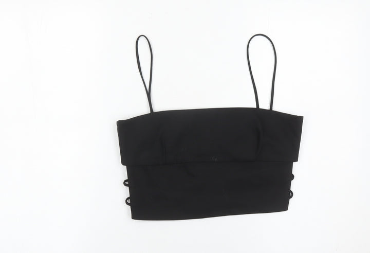 Zara Women Black Size 12 Camisole Spaghetti Strap Crop Top