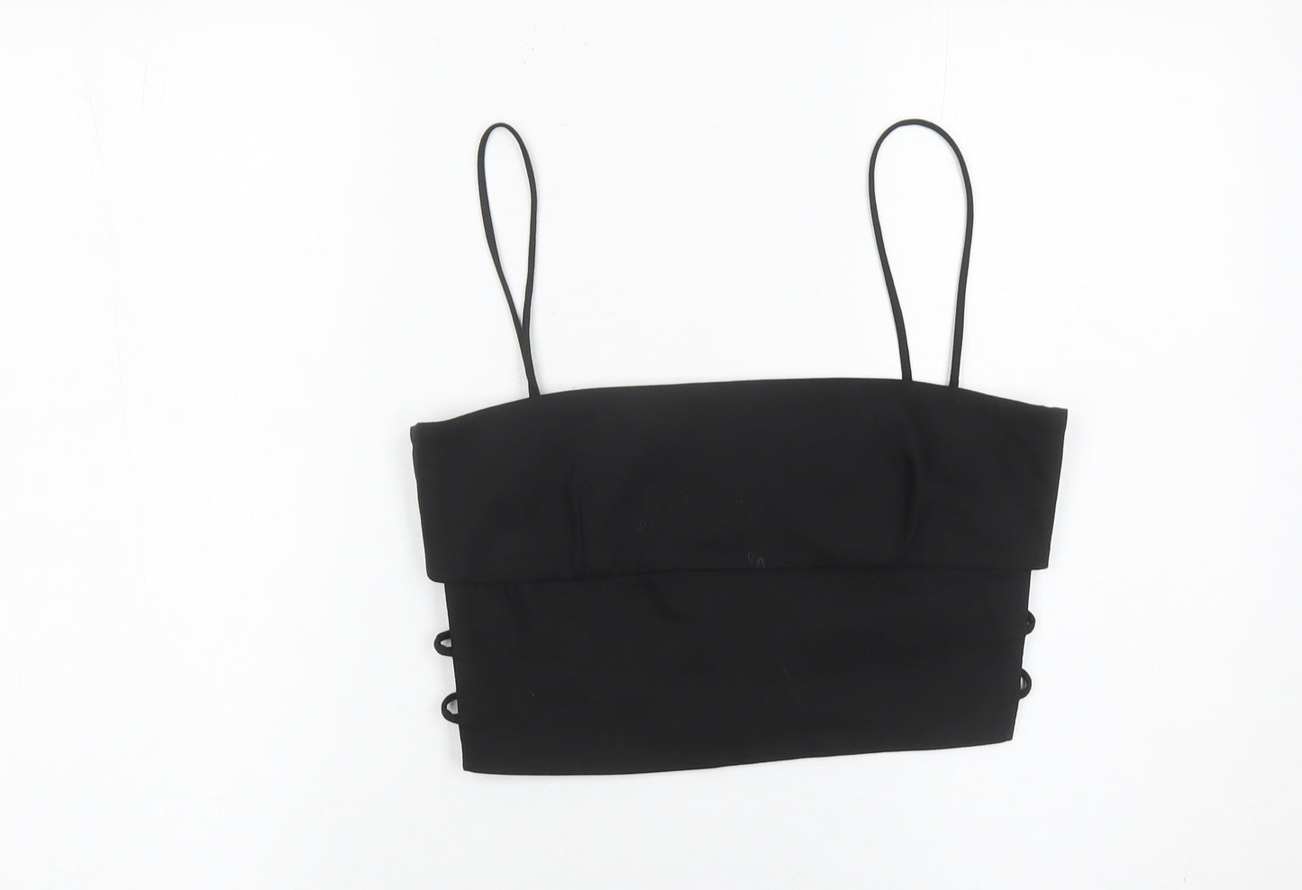 Zara Women Black Size 12 Camisole Spaghetti Strap Crop Top