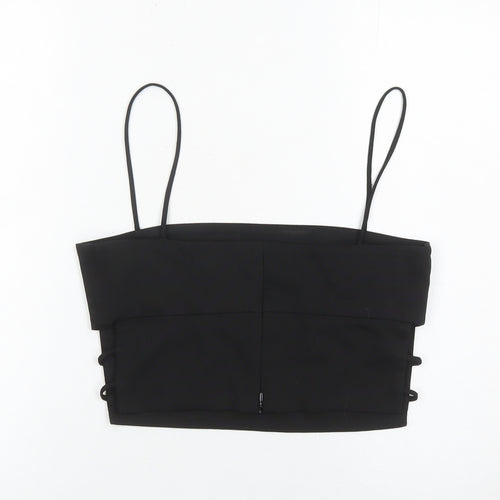 Zara Women Black Size 12 Camisole Spaghetti Strap Crop Top