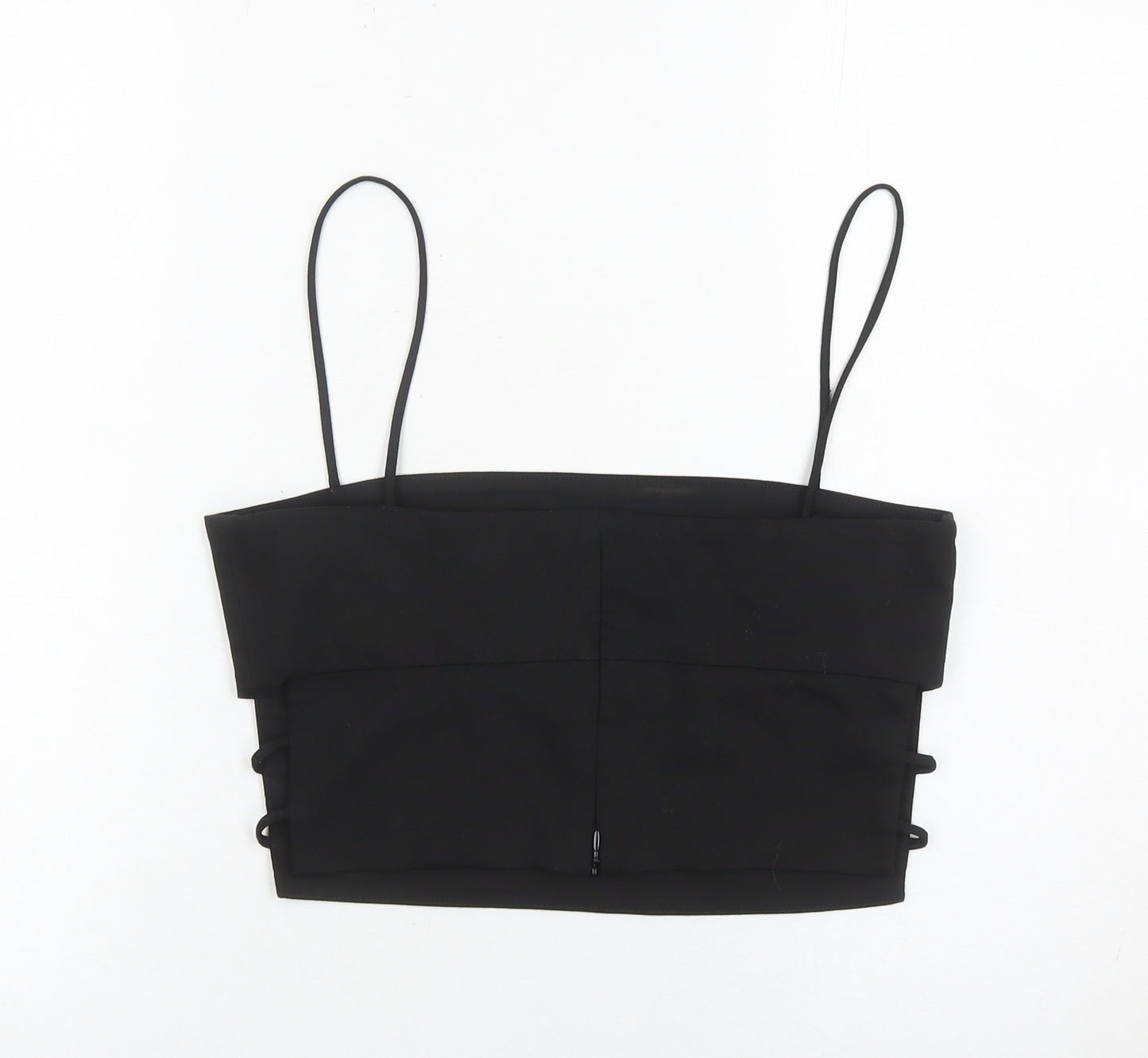 Zara Women Black Size 12 Camisole Spaghetti Strap Crop Top