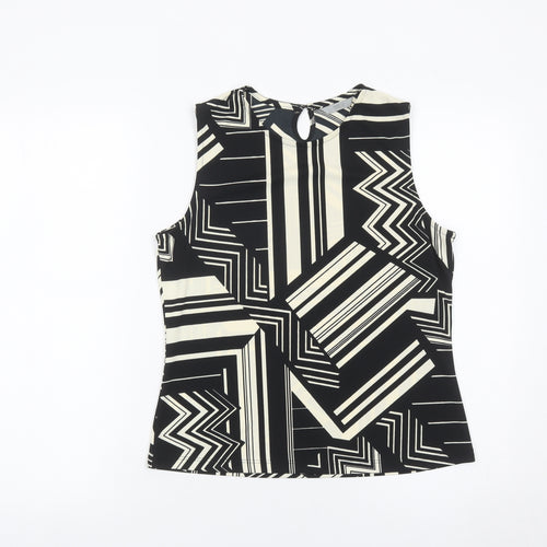 Marks and Spencer Women’s Black Geometric Sleeveless Blouse UK 12