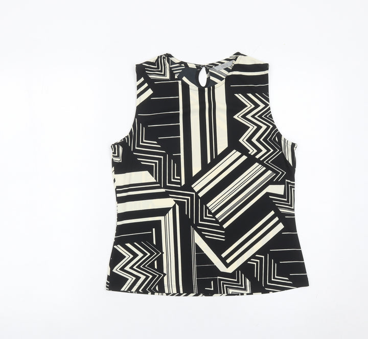 Marks and Spencer Women’s Black Geometric Sleeveless Blouse UK 12