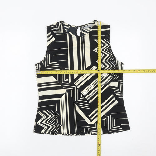 Marks and Spencer Women’s Black Geometric Sleeveless Blouse UK 12