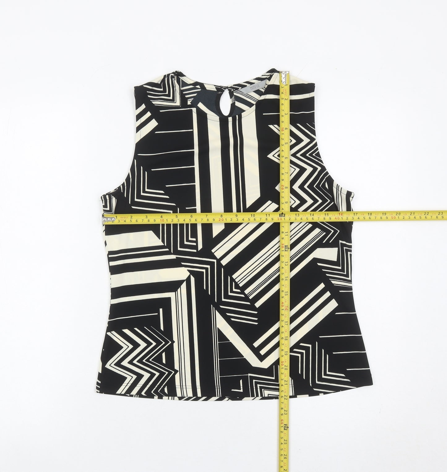 Marks and Spencer Women’s Black Geometric Sleeveless Blouse UK 12