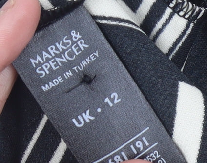 Marks and Spencer Women’s Black Geometric Sleeveless Blouse UK 12