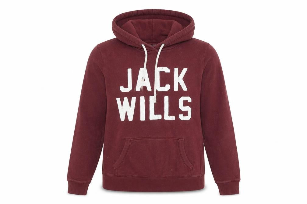 Jack Wills Womens Burgundy Hoodie UK 14 Cotton Blend Pullover