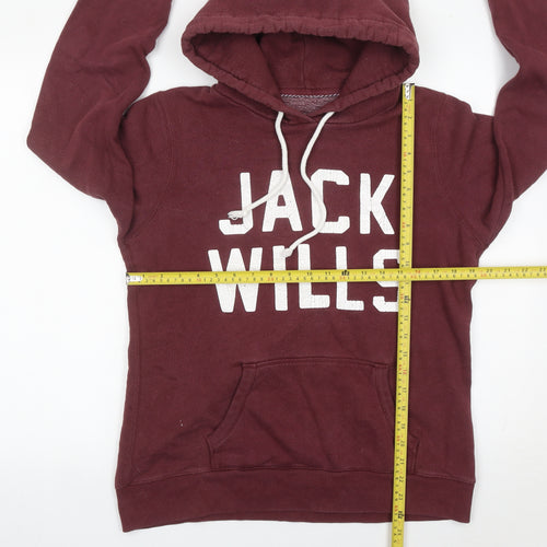 Jack Wills Womens Burgundy Hoodie UK 14 Cotton Blend Pullover