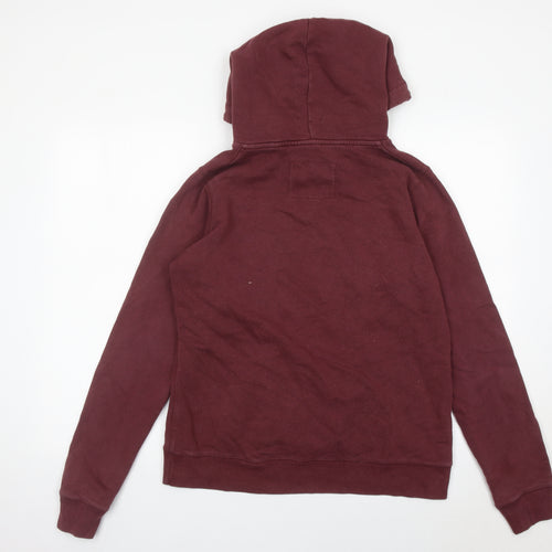 Jack Wills Womens Burgundy Hoodie UK 14 Cotton Blend Pullover