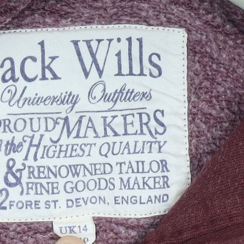 Jack Wills Womens Burgundy Hoodie UK 14 Cotton Blend Pullover