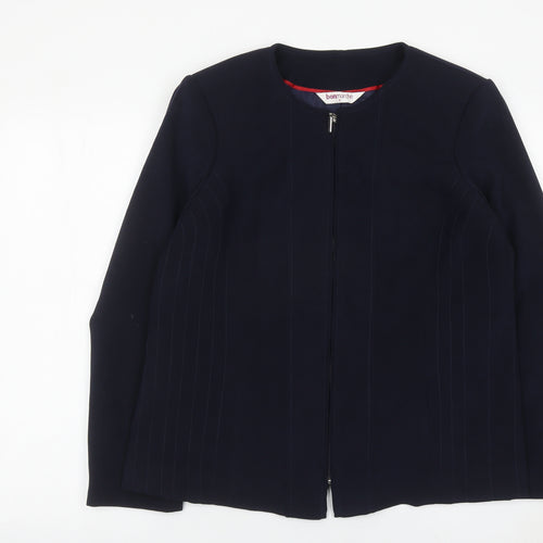 Bonmarché Women’s Blue Jacket Size 16 Full Zip Lined Twill