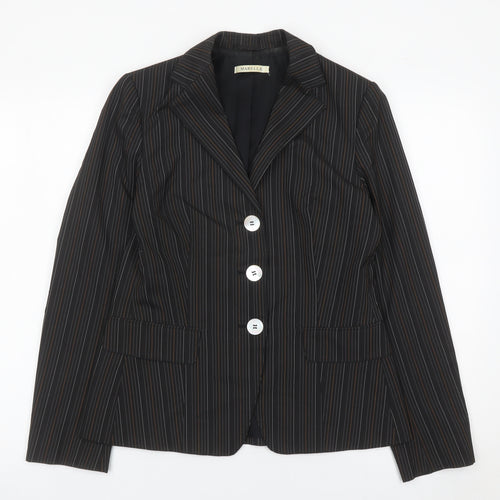 Marella Womens Black Pinstripe Blazer Jacket Size 10
