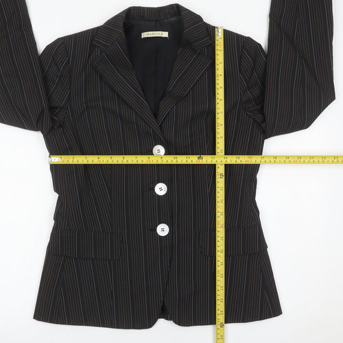 Marella Womens Black Pinstripe Blazer Jacket Size 10