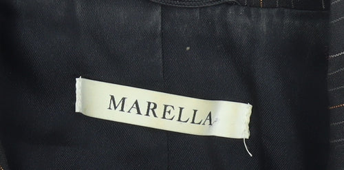 Marella Womens Black Pinstripe Blazer Jacket Size 10