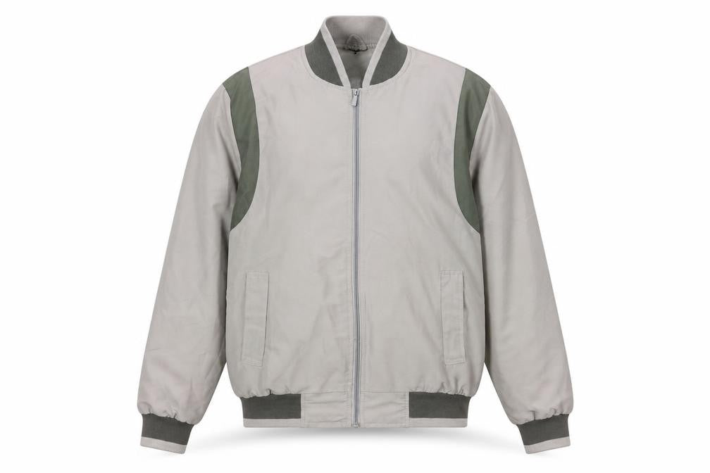 Front view of JBC Men’s Grey Polyester Basic Jacket, size M, Full Zip Casual