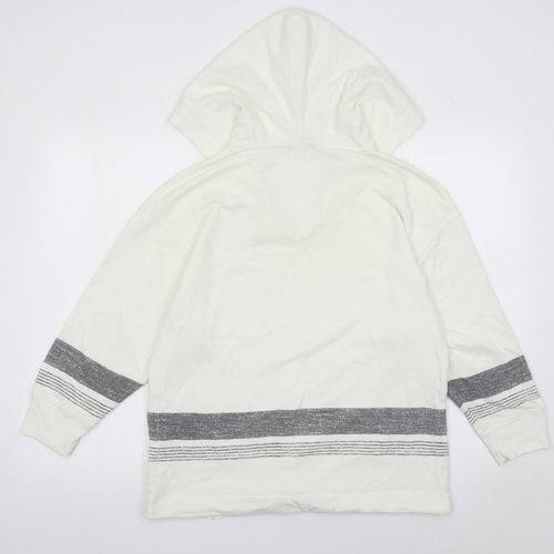GAP Women Ivory Hoodie Pullover Medium Cotton Blend Hooded Sweatshirt