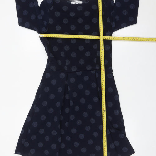 Next Women's Blue Polka Dot Fit & Flare Dress Size 10
