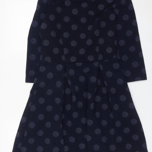 Next Women's Blue Polka Dot Fit & Flare Dress Size 10