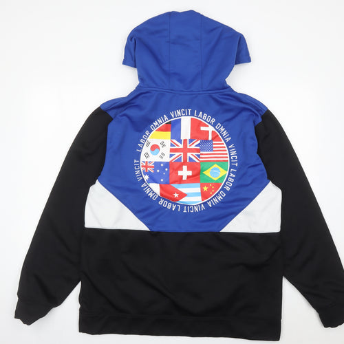Elbow Grease Athletics Men's Blue Black White Hoodie Size L 1/2 Zip