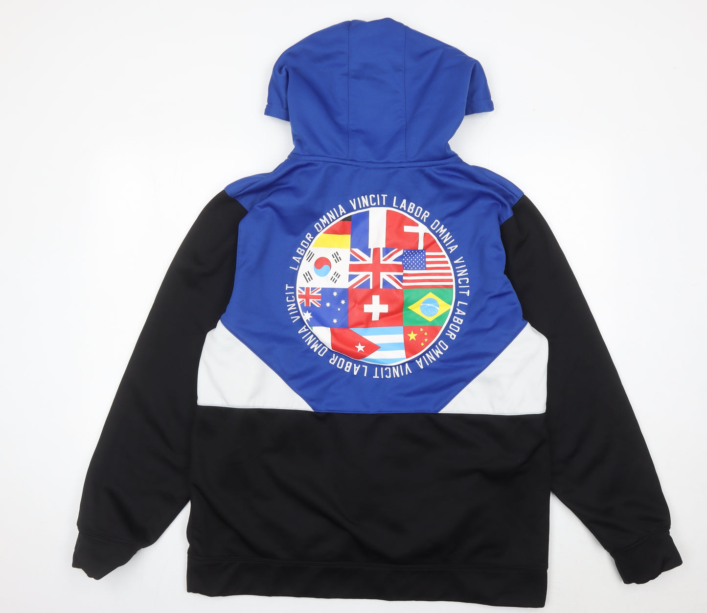 Elbow Grease Athletics Men's Blue Black White Hoodie Size L 1/2 Zip