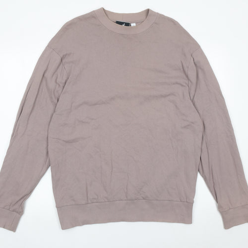 Collusion Men’s Brown Cotton Logo Sweatshirt Size M Crew Neck
