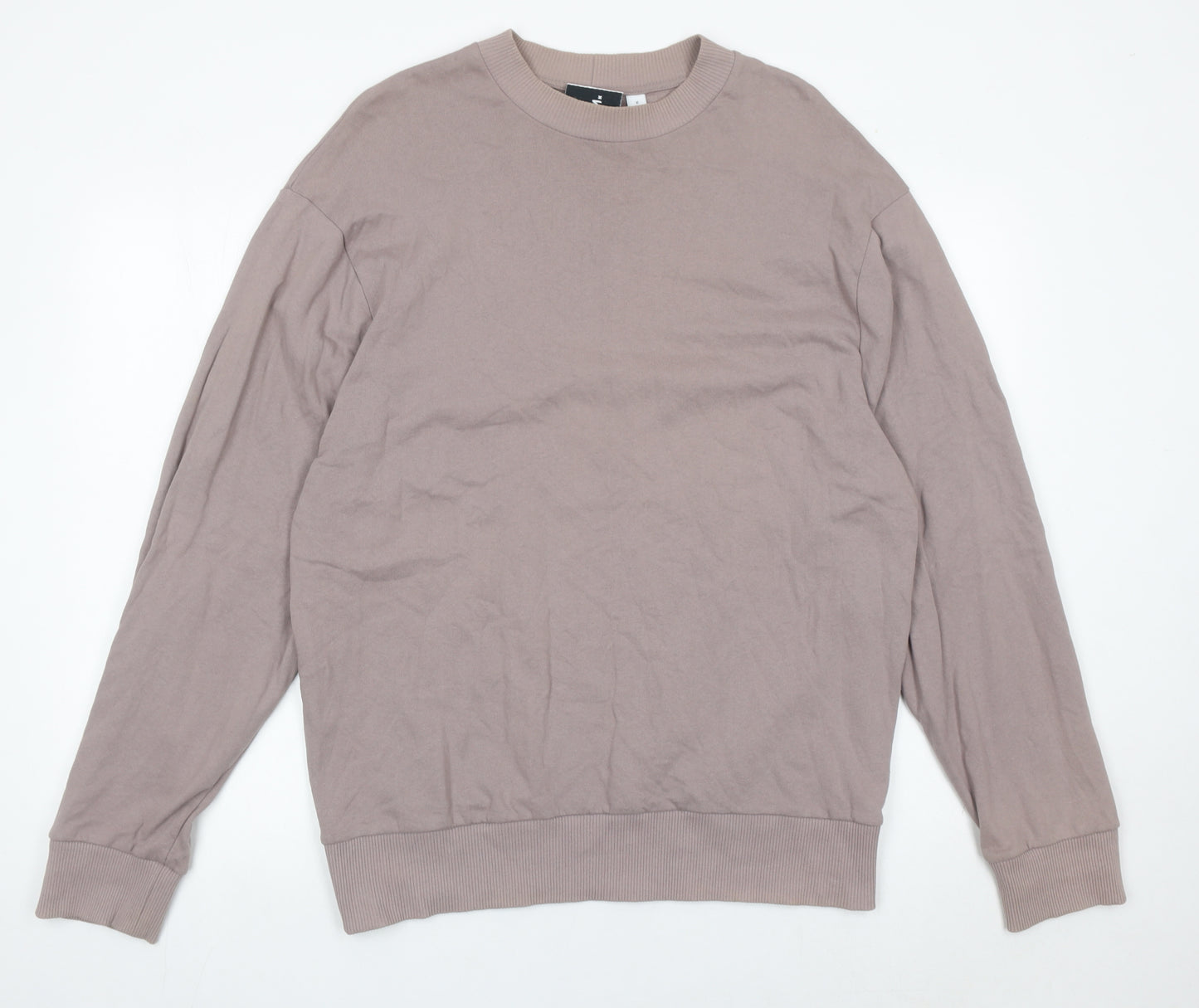 Collusion Men’s Brown Cotton Logo Sweatshirt Size M Crew Neck