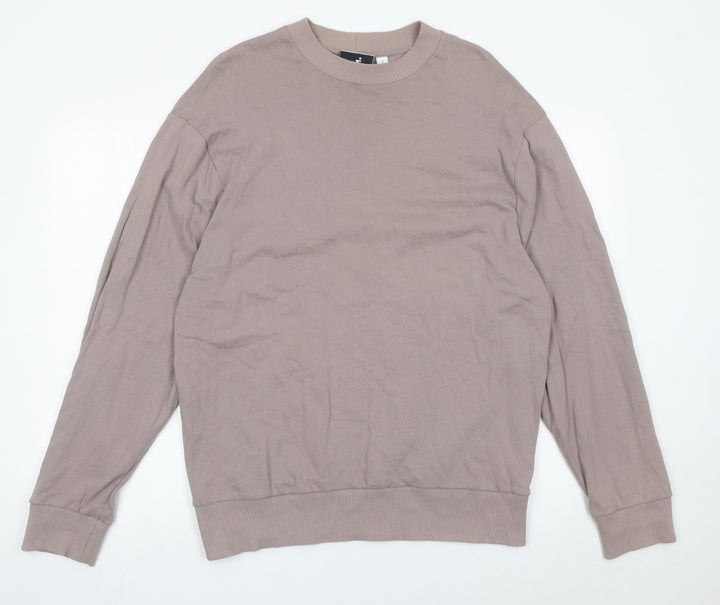 Collusion Men’s Brown Cotton Logo Sweatshirt Size M Crew Neck