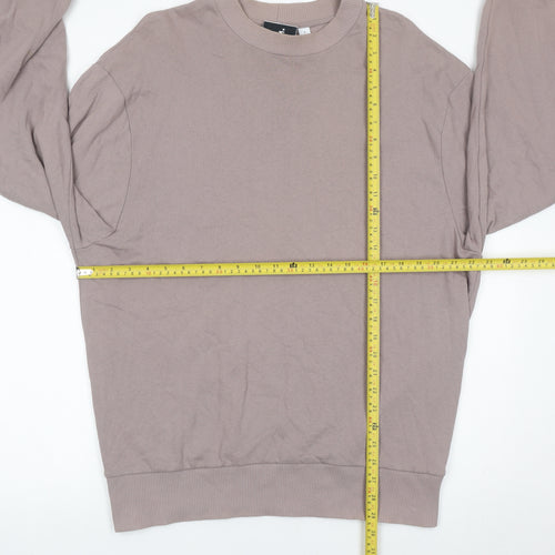 Collusion Men’s Brown Cotton Logo Sweatshirt Size M Crew Neck