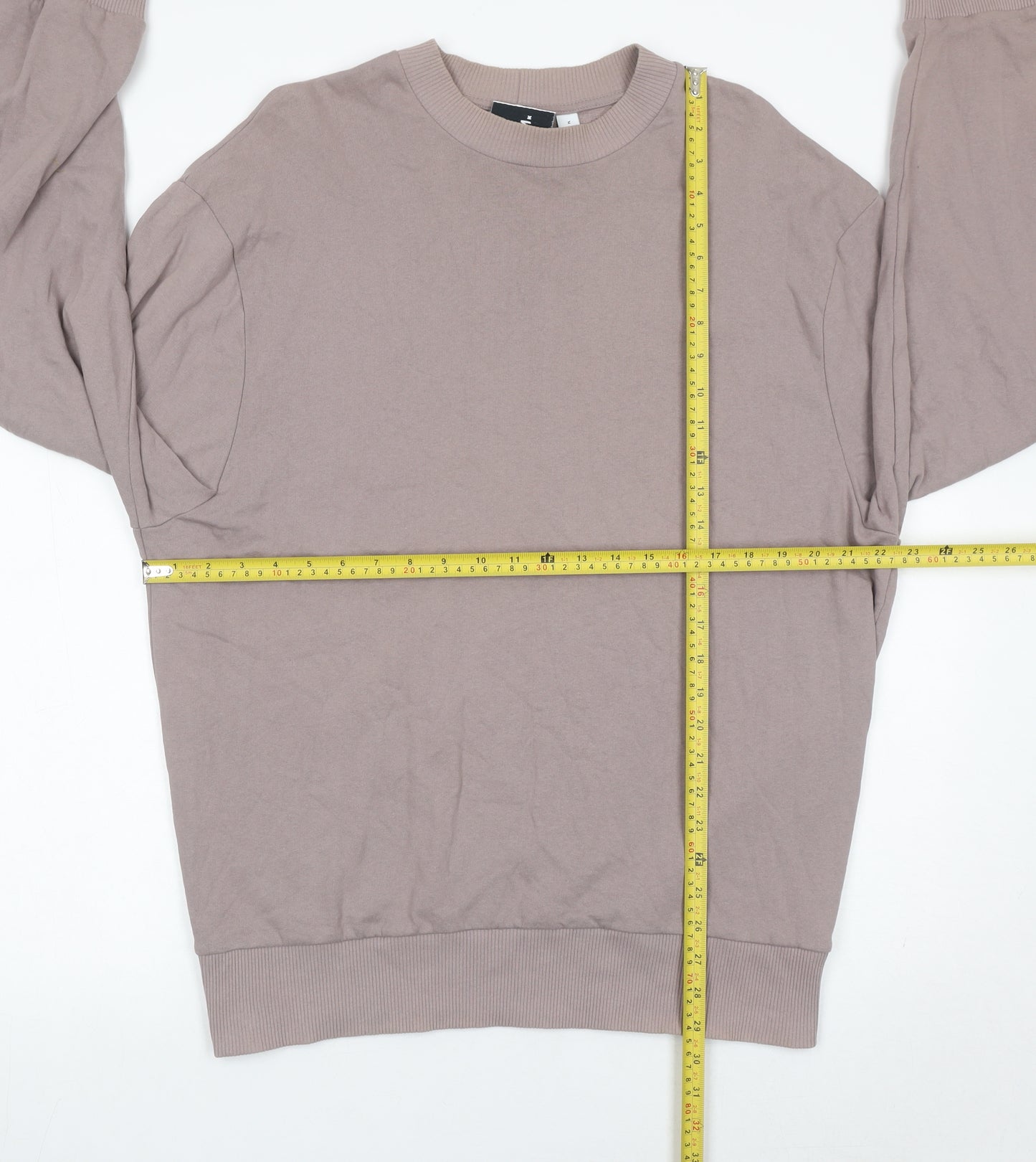 Collusion Men’s Brown Cotton Logo Sweatshirt Size M Crew Neck