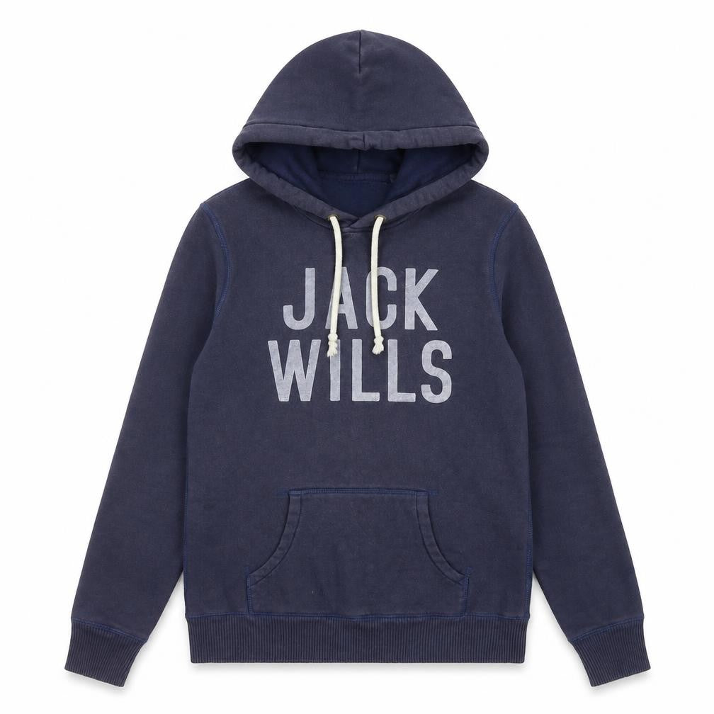 Jack Wills Womens Blue Hoodie UK 10 Pullover Cotton Blend Logo Print