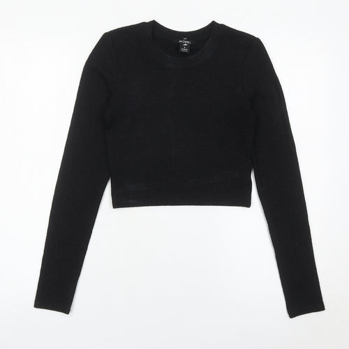 Monki Women’s Black Cropped Long Sleeve Slim Fit Top Size S