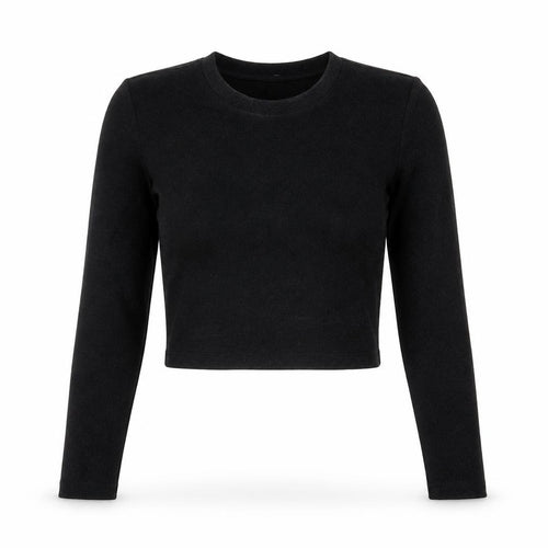 Monki Women’s Black Cropped Long Sleeve Slim Fit Top Size S