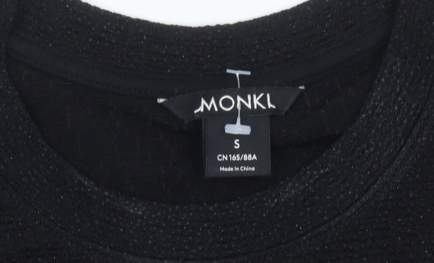 Monki Women’s Black Cropped Long Sleeve Slim Fit Top Size S
