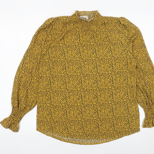 Stella Morgan Womens Yellow Animal Print Tunic Blouse Size 10